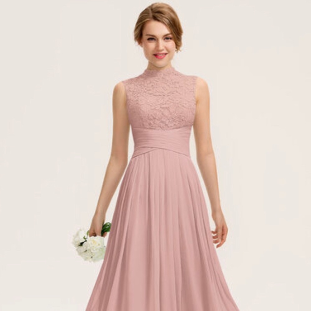 A-line, high neck dress
